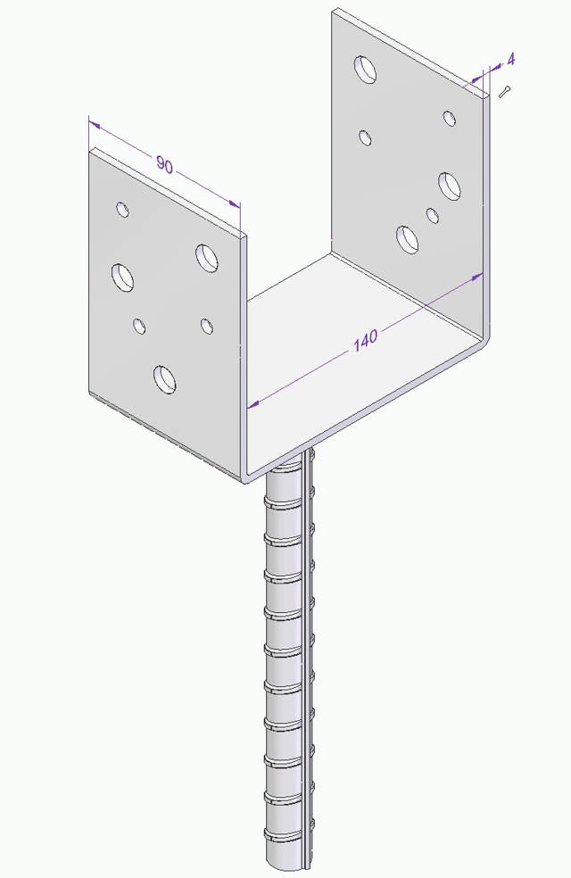 POST FOOT U-TYPE 140X90