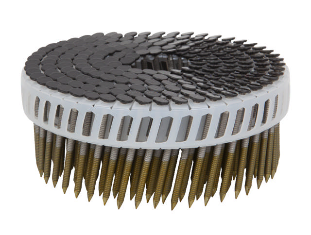 Panelspik coil 15°, plastbandad A4, RAL 8022 Svartbrun