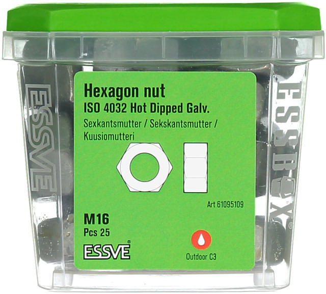 HEXAGON NUT ISO 4032 M16 HDG