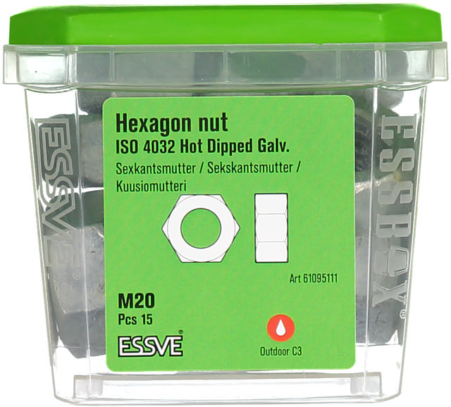 HEXAGON NUT ISO 4032 M20 HDG