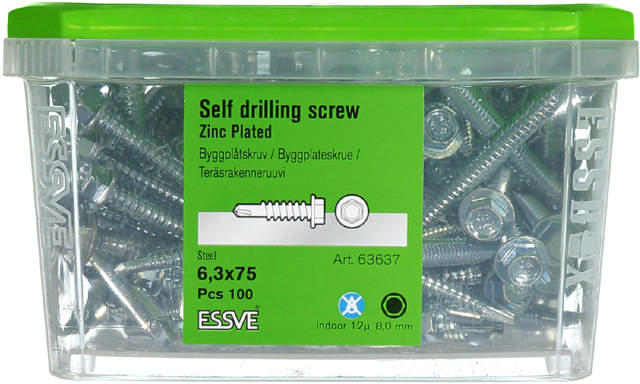 DRILL SCREW 6,3X75 HEX HEAD PH2 EZP