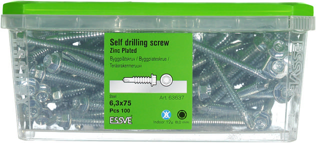 DRILL SCREW 6,3X75 HEX HEAD PH2 EZP