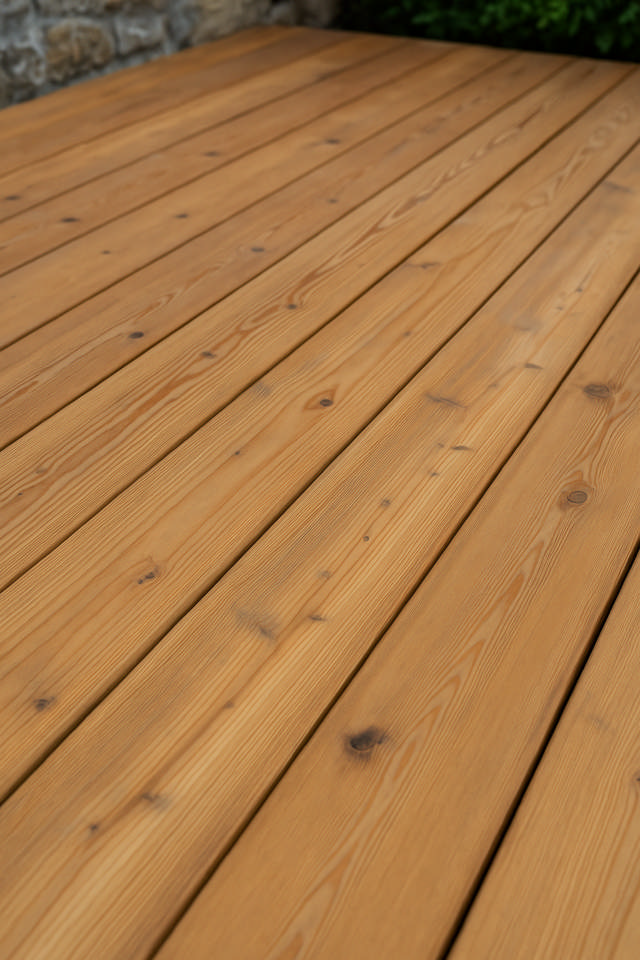 Närbild på en grånad trall av lärkvirke.