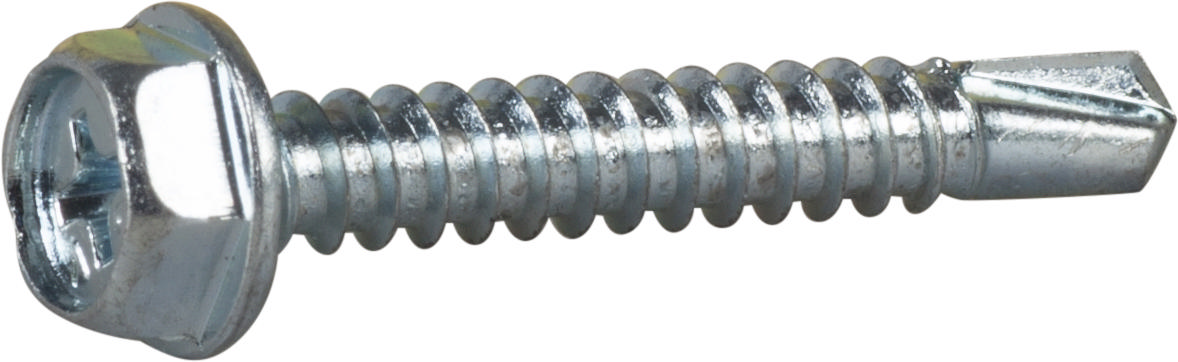 SELF-DRILLING SCREW WITH HEX HEAD AND PH2 SLOT, BRIGHT ZINC PLATED