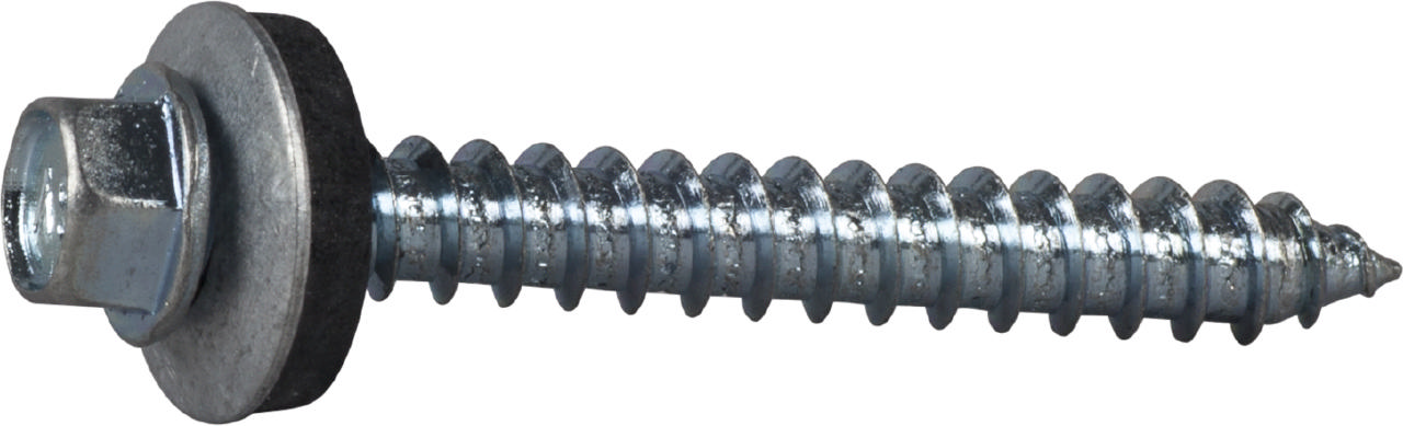 CONSTRUCTION SCREW WITH BONDED WASHER, BRIGHT ZINC PLATED