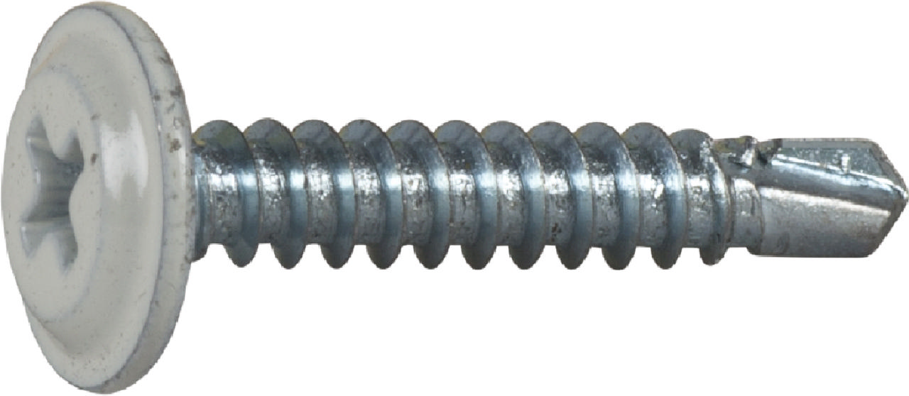 WAFER HEAD SCREW WITH DRILLPOINT, WHITE FINISH